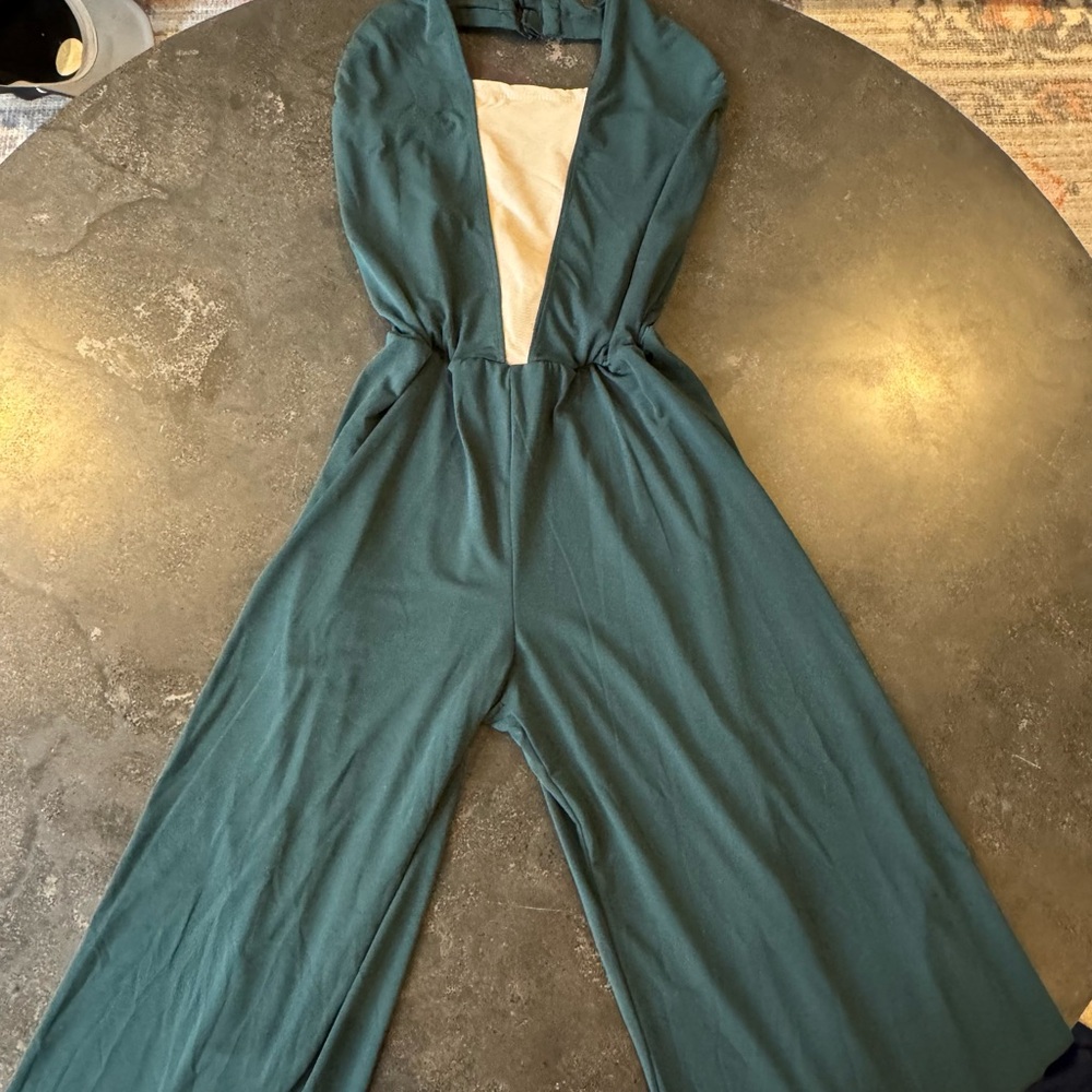 Chic Teal Halter Jumpsuit